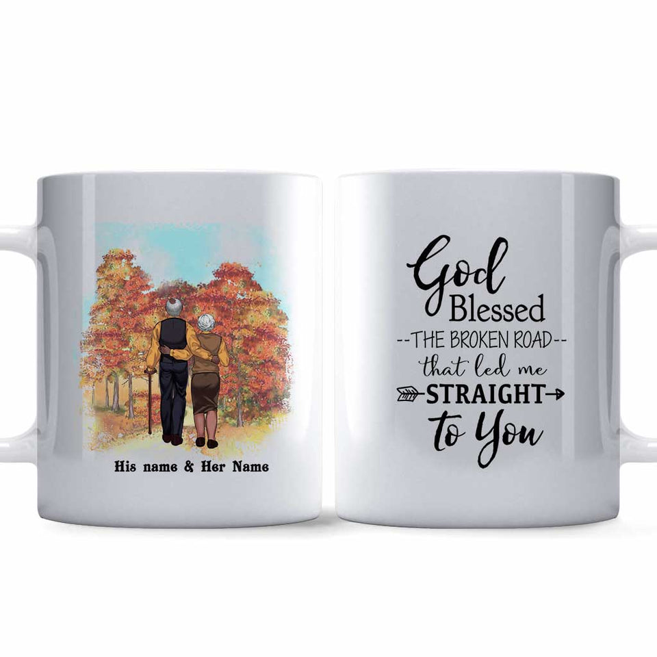 God Blessed The Broken Road - Personalized Couple Mug