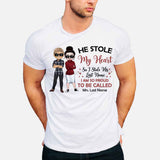He Stole My Heart I Stole His Last Name - Personalized Couple T-shirt and Hoodie