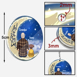 I Love You To The Moon And Back - Personalized Grandpa Keychain (Printed On Both Sides)