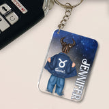 Zodiac Denim Girl - Personalized Horoscope Transparent Keychain
