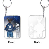 Zodiac Denim Girl - Personalized Horoscope Transparent Keychain