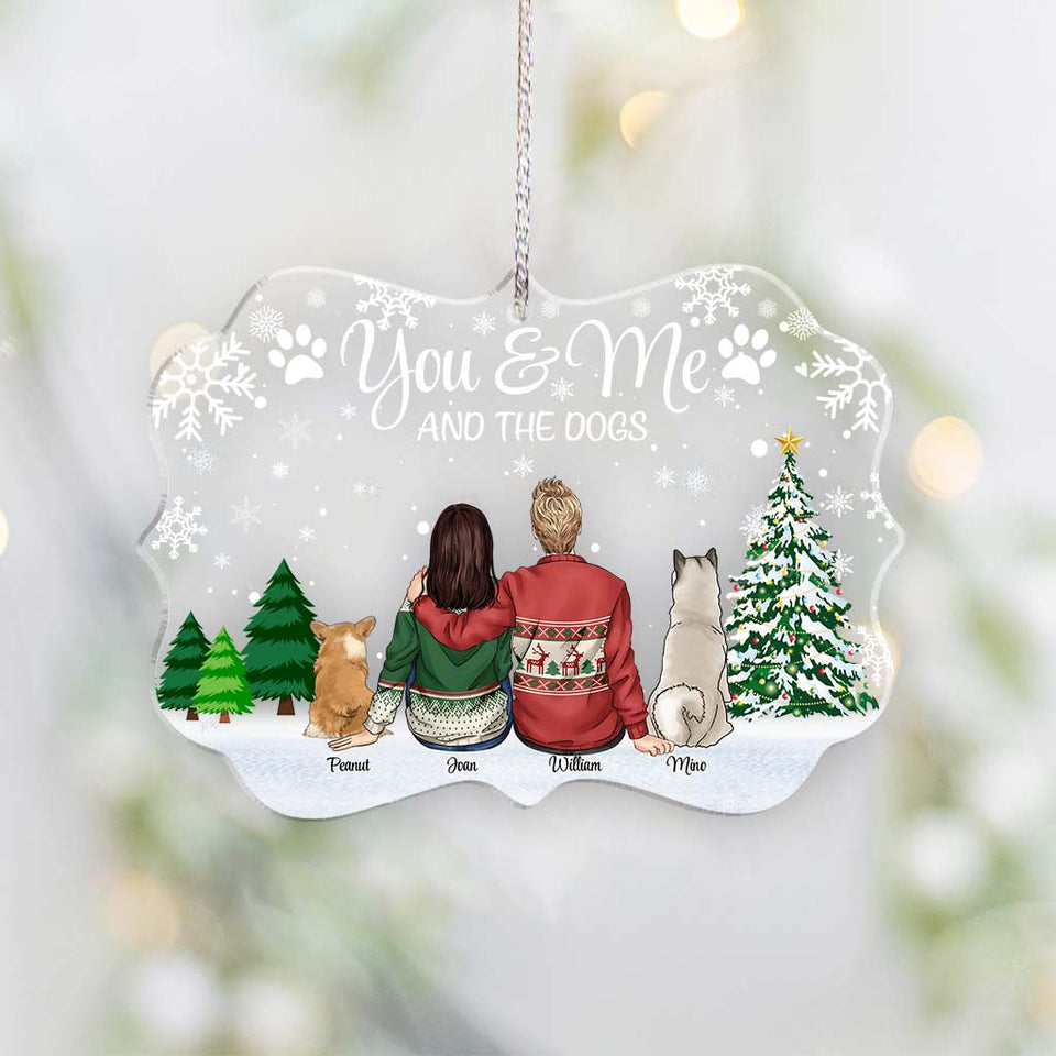 You & Me And The Dogs - Personalized Christmas Transparent Ornament
