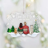 You & Me And The Dogs - Personalized Christmas Transparent Ornament