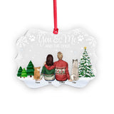 You & Me And The Dogs - Personalized Christmas Transparent Ornament