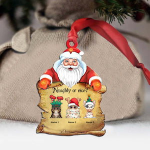 Naughty Or Nice - Personalized Christmas Cat Ornament (Printed On Both Sides)