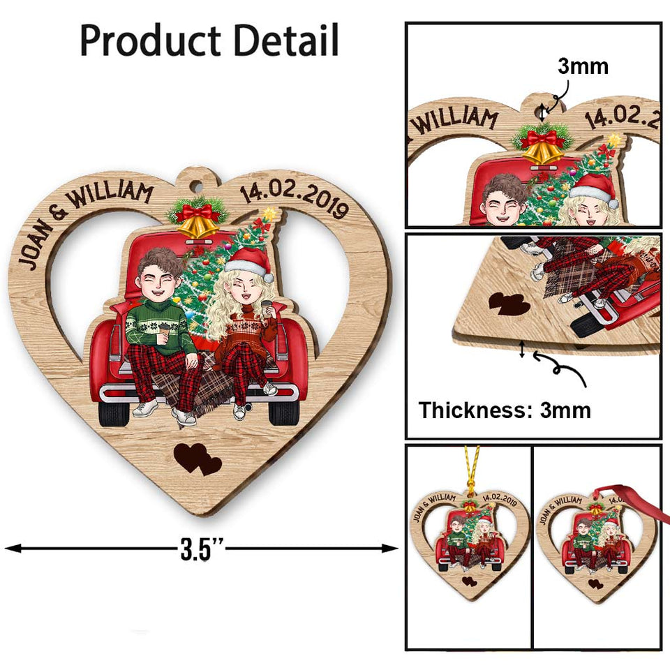 God Blessed The Broken Road - Personalized Christmas Couple Ornament (Printed On Both Sides)