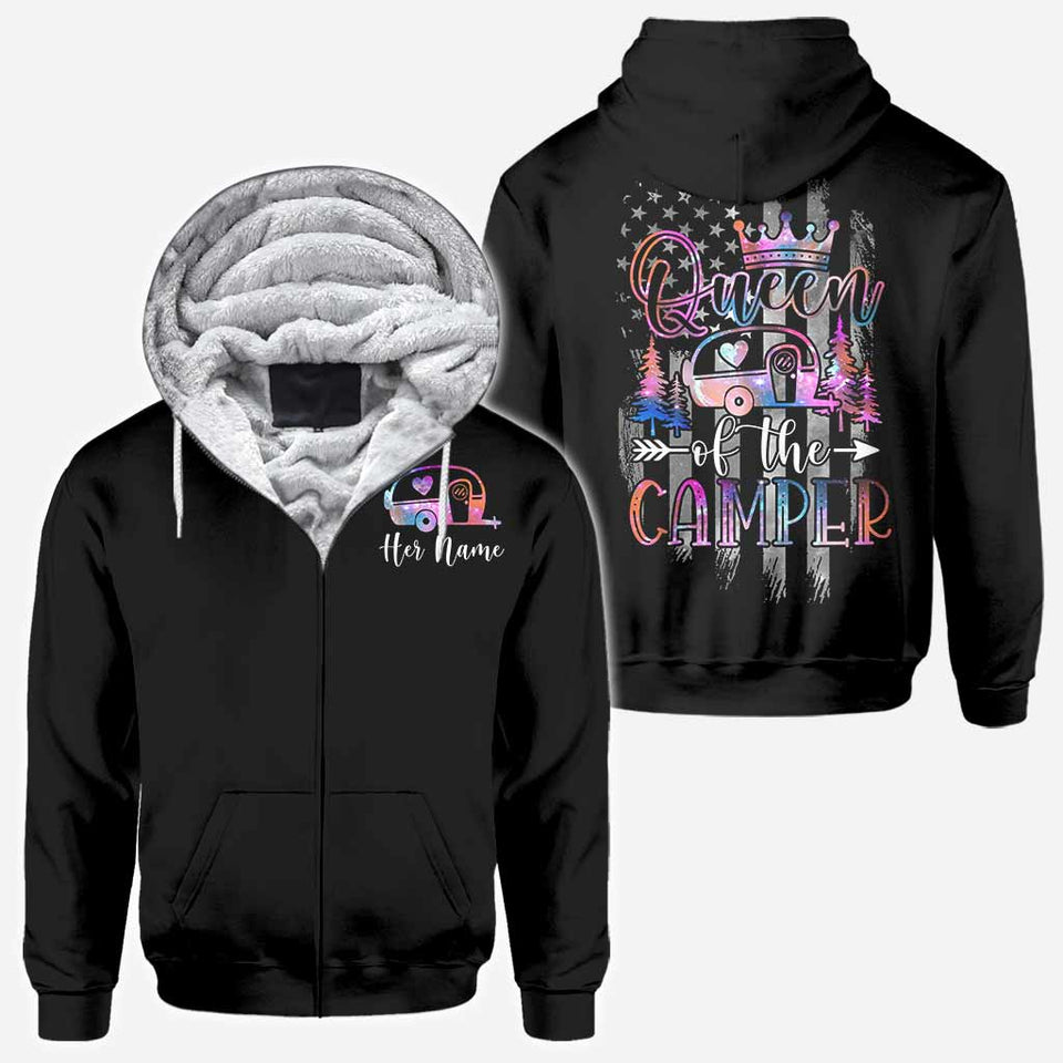 Camper King Camper Queen - Personalized Camping All Over T-shirt and Hoodie