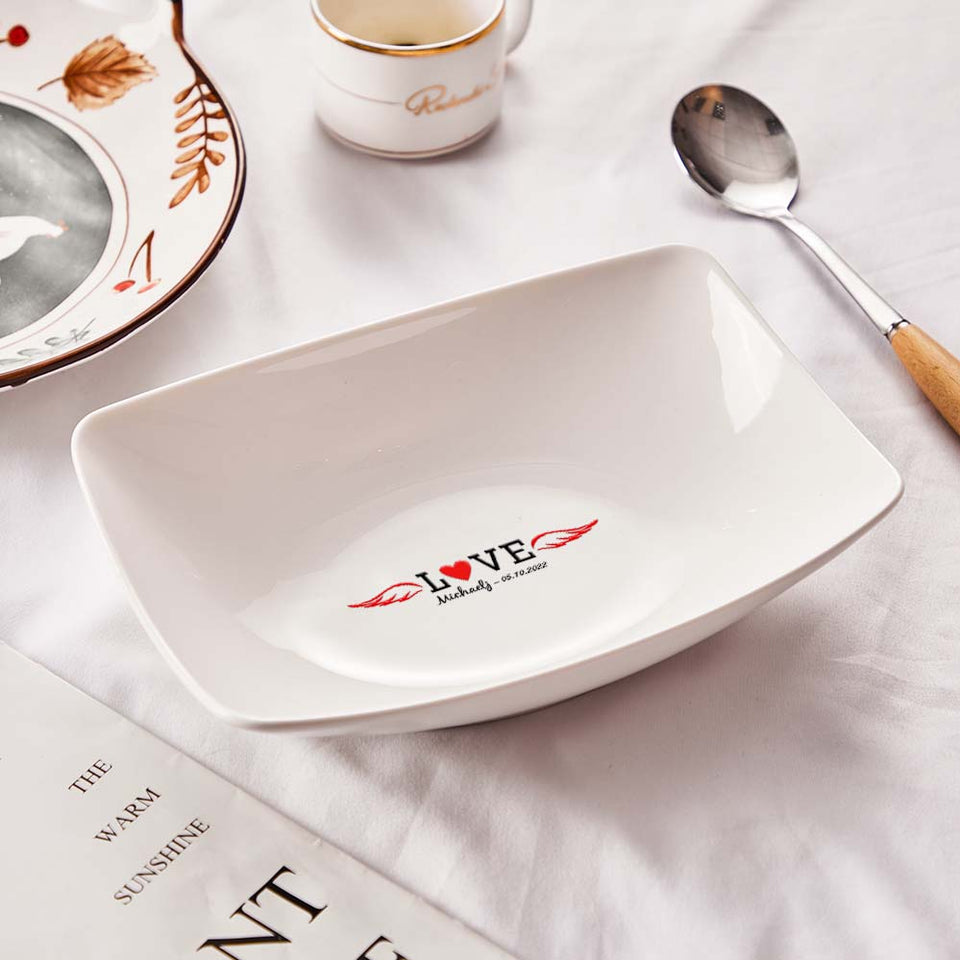 Name Engraved Tableware Plate Love Heart - gift for anyone, who lost a loved one - Personalized Plate