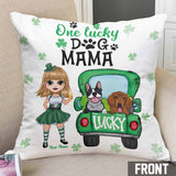 One Lucky Dog Mom Truck - Personalized Patrick's Day Throw Pillow