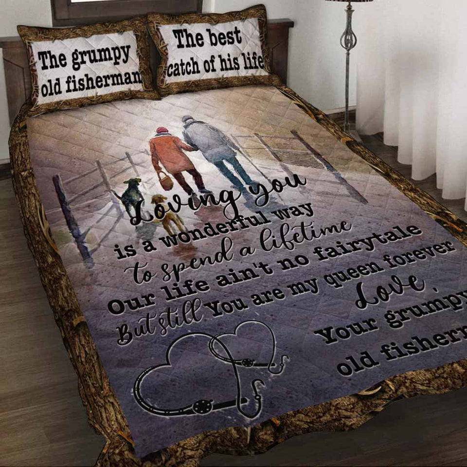 Loving You Is Wonderful - Fishing Quilt Bed Set