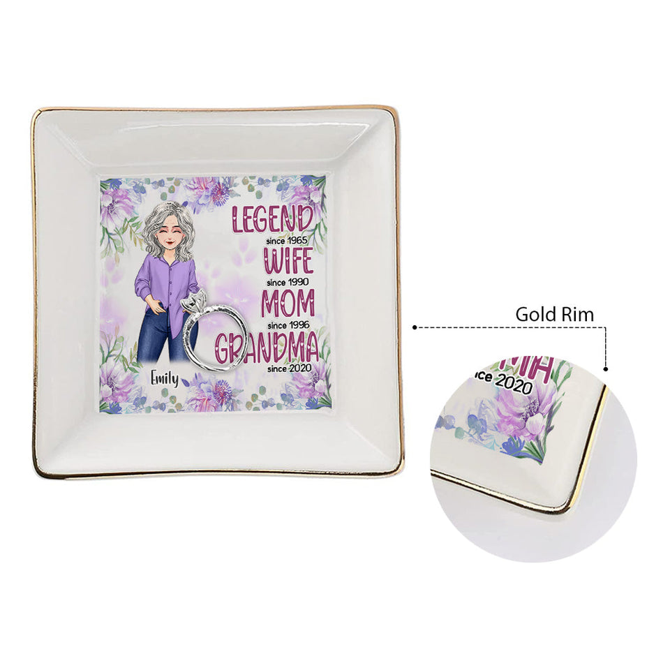 Legend Wife Mom Grandma - Personalized Mother's Day Grandma Jewelry Dish