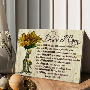 Dear Mom Vintage Sunflower - Personalized Mother's Day Mother Canvas And Poster