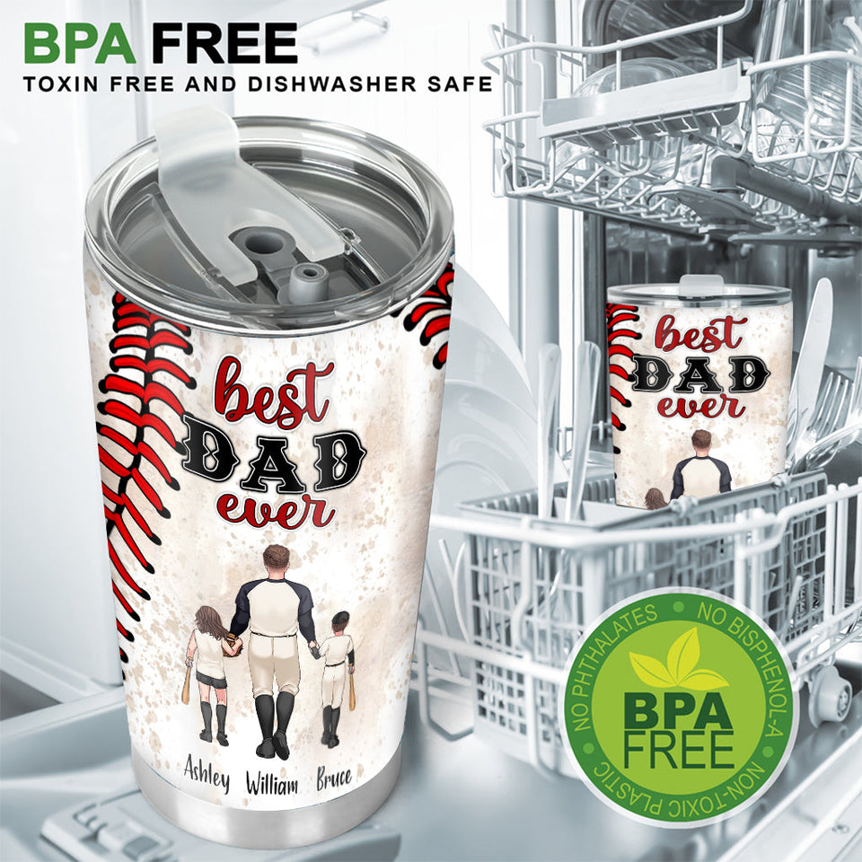 Best Dad Ever Baseball Dad - Personalized Baseball Tumbler