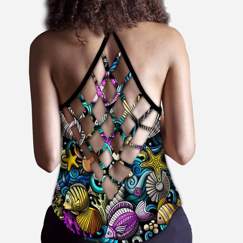 Salty Lil Beach - Sea Lover Cross Tank Top