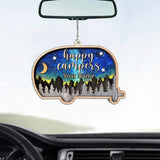 Happy Campers Couple - Personalized Camping Car Ornament (Printed On Both Sides)