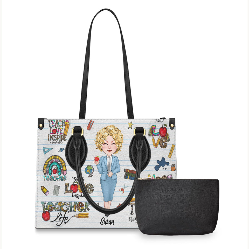 Teacher Life - Personalized Teacher Leather Handbag