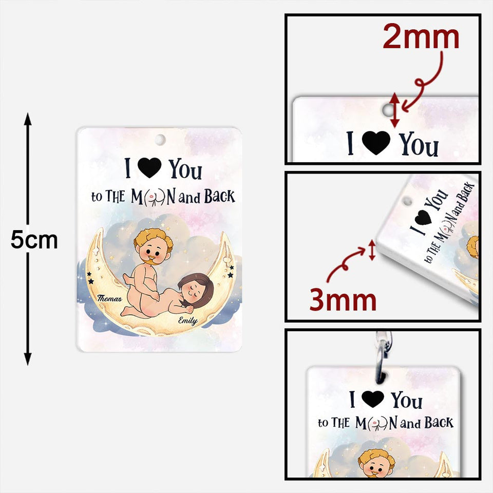 Love You To The Moon And Back - Personalized Couple Keychain