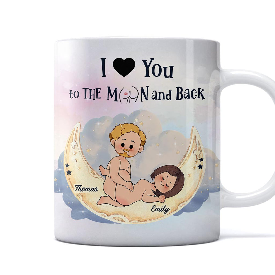 Love You To The Moon And Back - Personalized Couple Mug