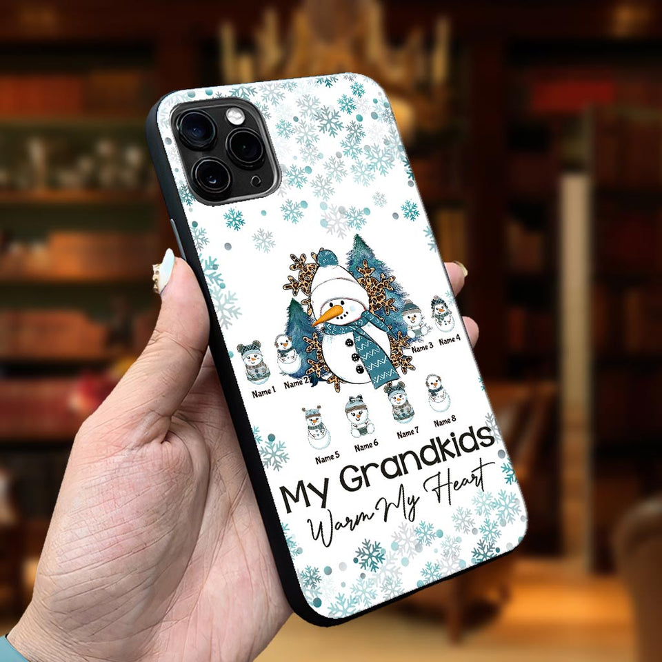 My Grandkids Warm My Heart - Personalized Christmas Grandma Phone Case
