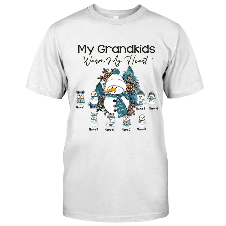 My Grandkids Warm My Heart - Personalized Christmas Grandma T-shirt and Hoodie