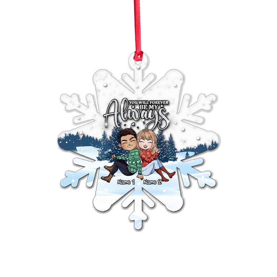 You Will Forever Be My Always - Personalized Christmas Couple Transparent Ornament