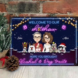 Welcome To Our Shitshow Hope You Brought Alcohol & Dog Treats - Personalized Couple Rectangle Metal Sign