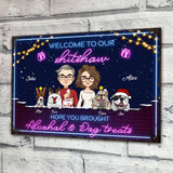 Welcome To Our Shitshow Hope You Brought Alcohol & Dog Treats - Personalized Couple Rectangle Metal Sign
