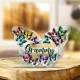 Grandma And Grandchildren Floral Butterflies - Personalized Mother's Day Grandma Custom Shaped Acrylic Plaque