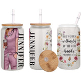 She Works Willingly With Her Hands - Personalized Nurse Can Glass