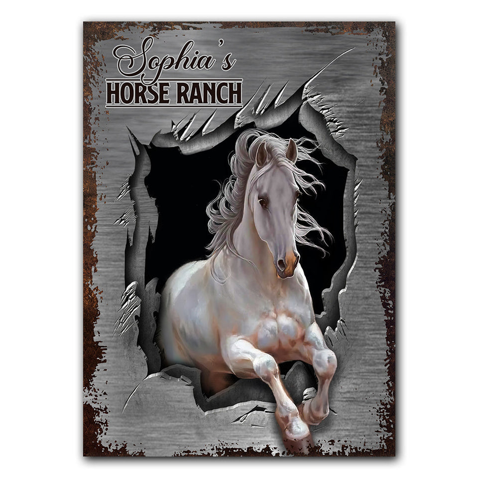 Horse Barn - Personalized Horse Rectangle Metal Sign