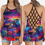 Salty Lil' Beach - Personalized Turtle Cross Tank Top