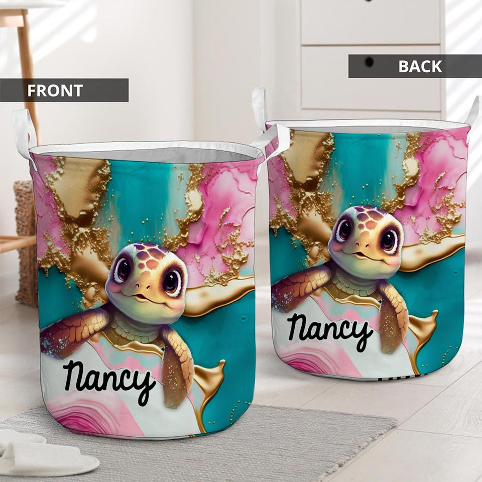 Salty Lil' Beach - Personalized Turtle Storage Basket