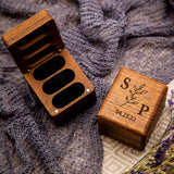 Custom Engraved Text - Personalized Triple Slot Wooden Ring Box