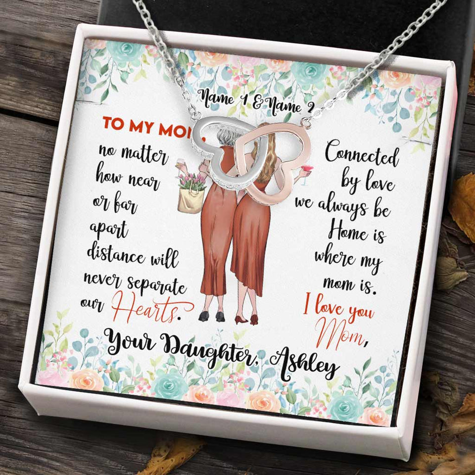 Mother And Daughter - Personalized Mother Two Hearts Necklace