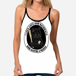 I Like Cats And Baseball Cross Tank Top