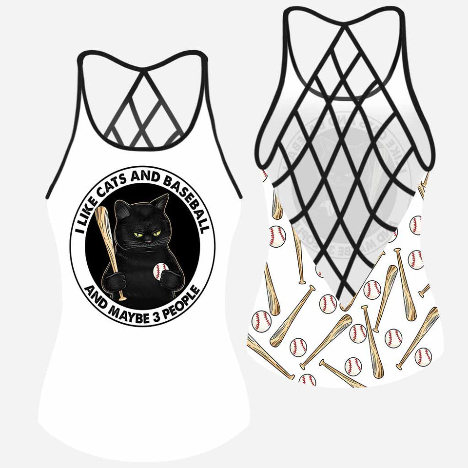 I Like Cats And Baseball Cross Tank Top