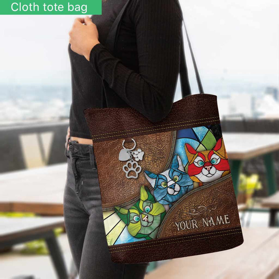 Peeking Cats Personalized Tote Bag