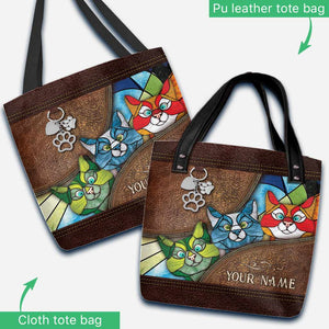 Peeking Cats Personalized Tote Bag