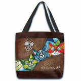Peeking Cats Personalized Tote Bag