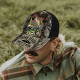 Born To Fish Forced To Work - Personalized Fishing Trucker Hat (Black Mesh)