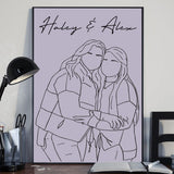 Line Art Portrait - Personalized Sibling Canvas And Poster
