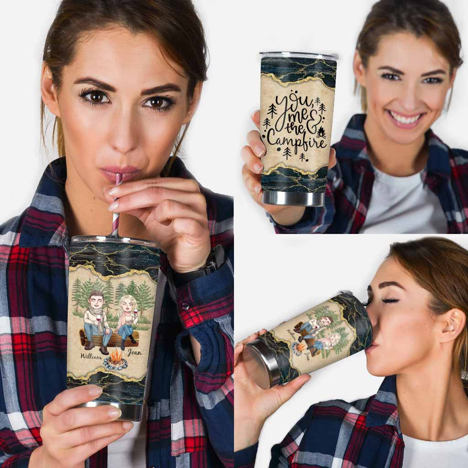 You Me And The Campfire - Personalized Couple Camping Tumbler