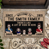 There's Like A Lot Of Kids In Here - Personalized Husband And Wife Doormat