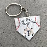 My Heart Is On That Field - Personalized Baseball Transparent Keychain