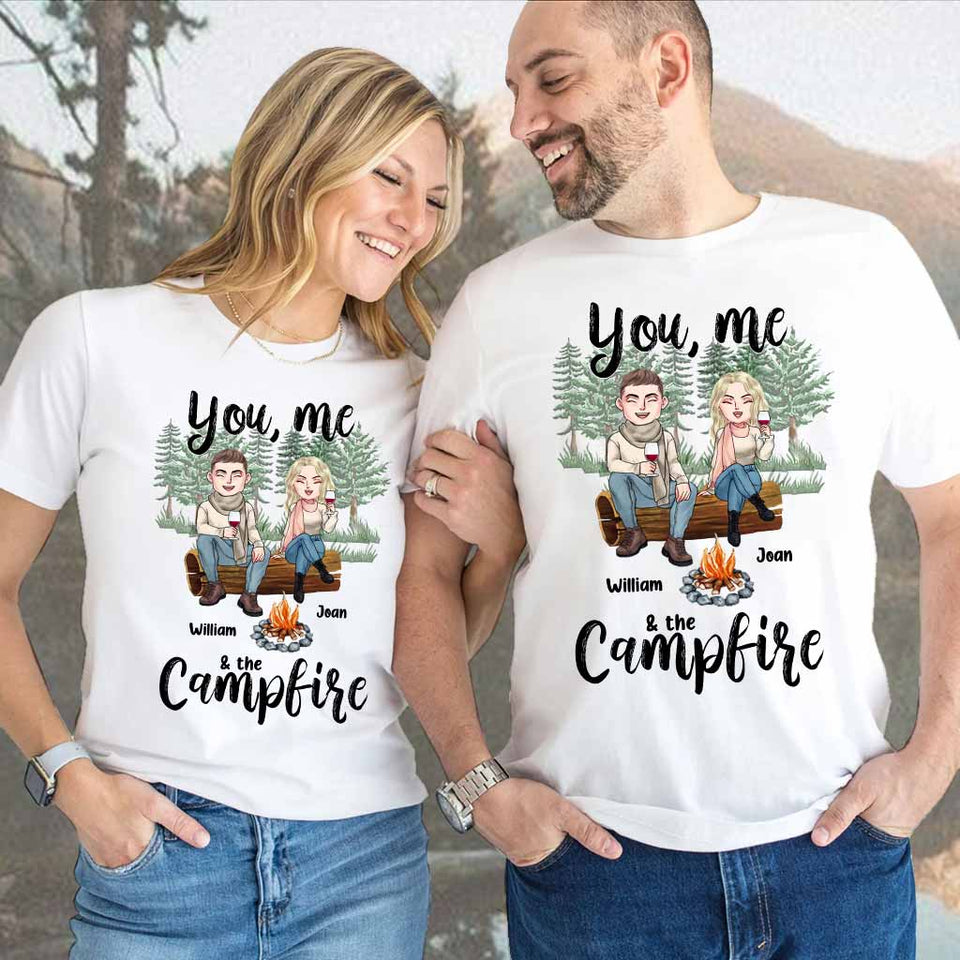 You Me And The Campfire - Personalized Couple Camping T-shirt and Hoodie