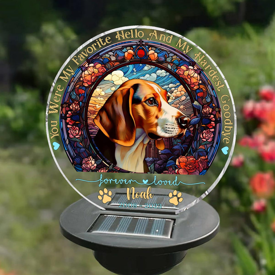 You Were My Favorite Hello - Personalized Dog Garden Solar Light