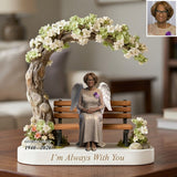 Custom Memorial Black Grandma Bench Figurine - Personalized Funeral Remembrance Diorama Statue, Sympathy Gift for Loss of Grandmother Family Keepsake