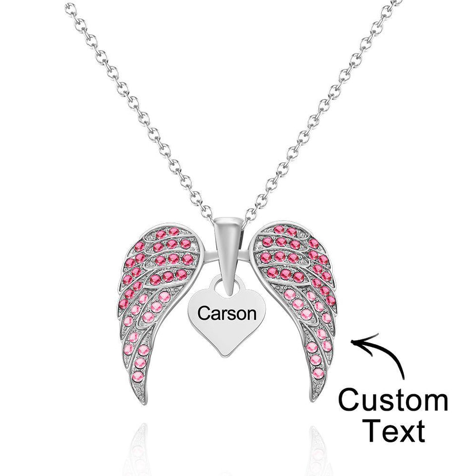 Angle Wing - Personalized Wing Heart-Shaped Engraved Necklace