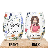 Mum's Wine Botanical Floral - Personalized Mother's Day Mother All Over Wine Glass