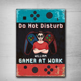 Do Not Disturb Gamer At Work - Personalized Video Game Rectangle Metal Sign